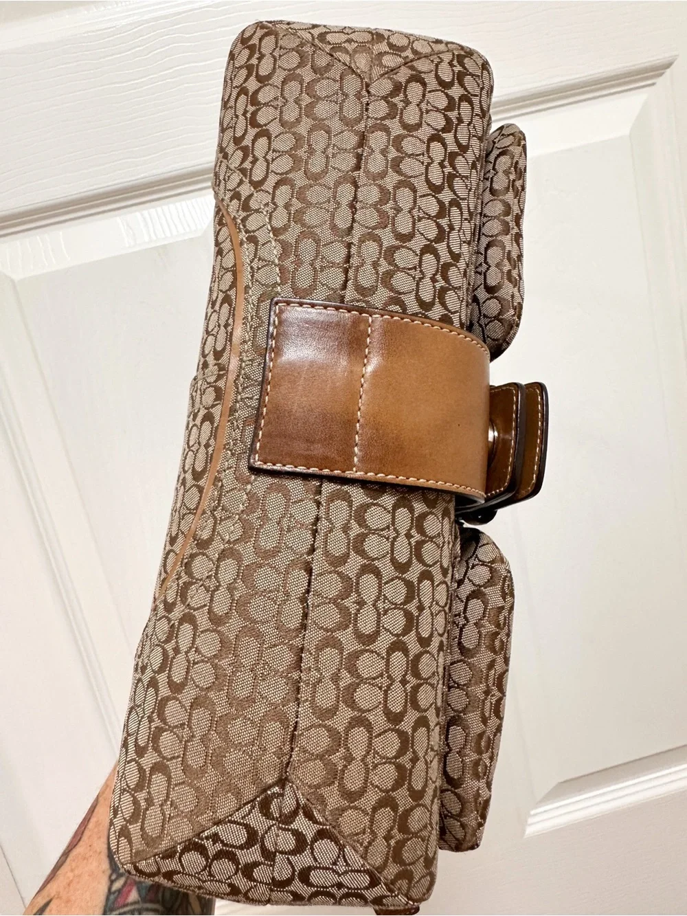 Coach Soho Buckle Flap Medium Shoulder Bag Mini Signature Jacquard Y2K